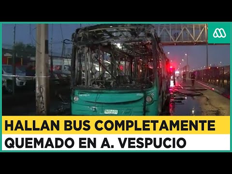 Encuentran bus completamente quemado en Américo Vespucio: Evacúan a pasajeros