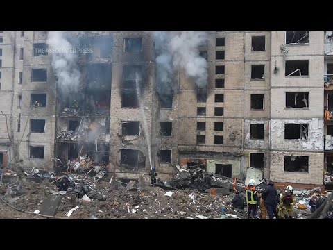 Russian missiles hit Ukrainian cities, killing 5 and injuring more than 100, Kyiv officials say