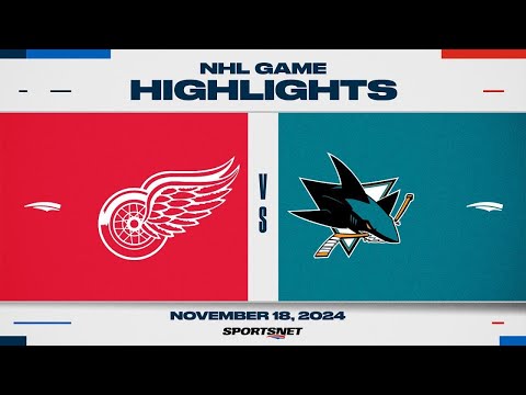 NHL Highlights | Red Wings vs. Sharks - November 18, 2024