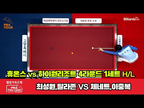 1세트 HL 휴온스(최성원,팔라존) vs 하이원 리조트(체네트,이충복)[웰컴저축은행 PBA 팀리그 2023-2024] 4라운드