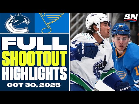 Vancouver Canucks at St. Louis Blues | FULL Shootout Highlights - October 30, 2025