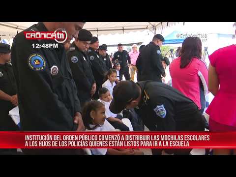 Entregan mochilas escolares a hijos de oficiales de la DOEP en Nicaragua