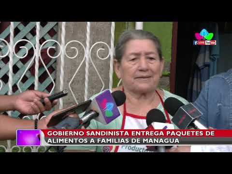 Gobierno de Nicaragua entrega paquetes de alimentos a familias de Managua