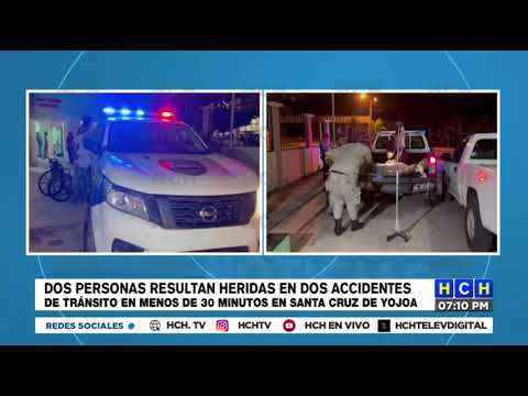 Dos personas resultan heridas en diferentes accidentes en Santa Cruz de Yojoa, Cortés