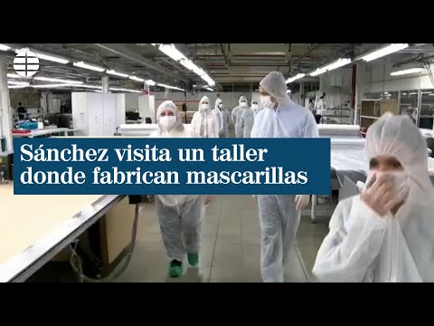 Sánchez visita un taller de El Corte Inglés donde fabrican mascarillas