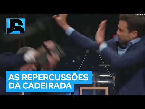 Polícia investiga José Luiz Datena por agressão com cadeira contra Pablo Marçal durante debate em SP