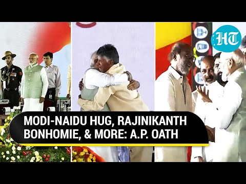Emotional Chandrababu Naidu Hugs PM; Modi's Big Moment With Chiranjeevi, Pawan Kalyan | AP CM Oath