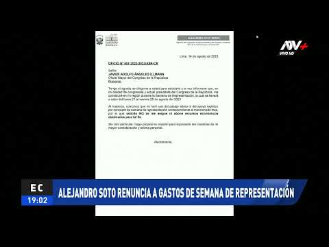 Alejandro Soto renuncia a gastos de semana de representación