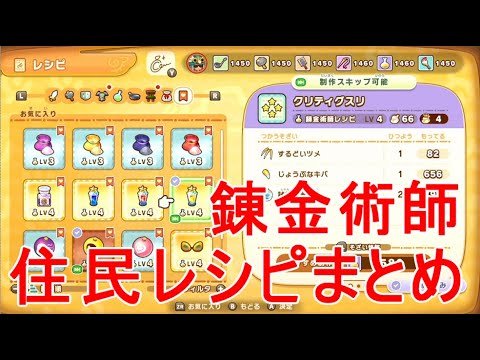 【ファンタジーライフi】錬金術師キャラ貰える住民レシピまとめ実況