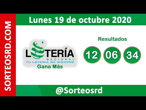 Loteria Nacional Gana Más en VIVO   / Lunes 19 de octubre 2020
