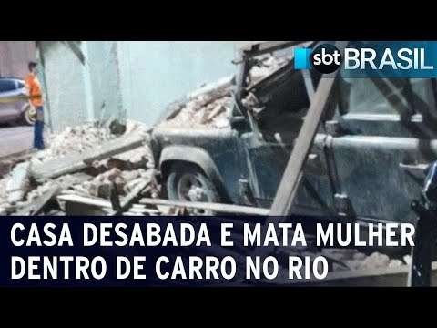 Mulher morre após ter o carro atingido por desabamento de casa no Rio | SBT Brasil (02/03/2024)