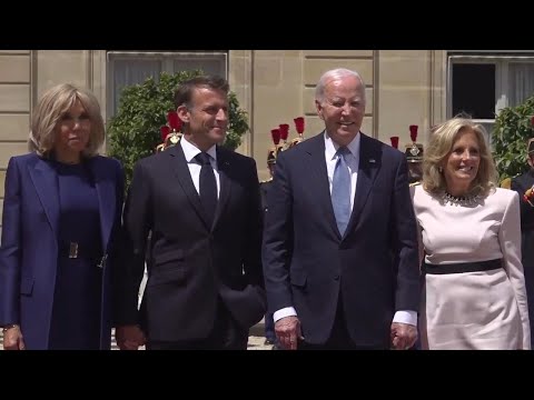 Biden and US First Lady Jill welcomed at Elysee Palace in Paris