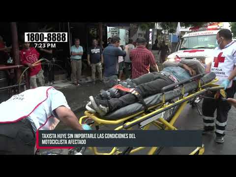 La mala maniobra de un taxista casi mata a un motorizado en Managua - Nicaragua