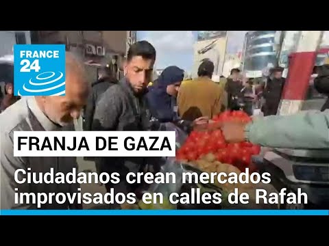 Ciudadanos gazatíes crean mercados improvisados en Rafah, mientras la guerra se acerca al tercer mes