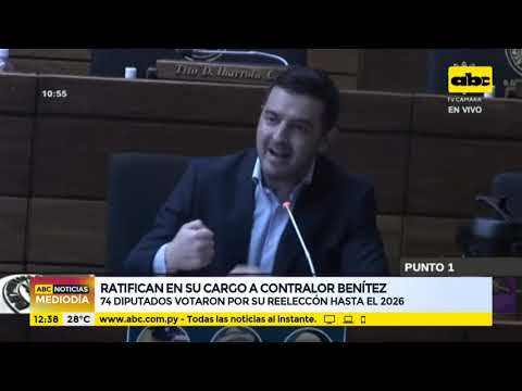 Diputados reeligen a Camilo Benítez como contralor