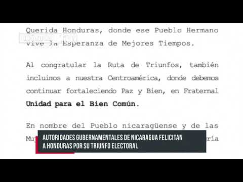 Gobierno de Nicaragua saluda triunfo electoral en Honduras