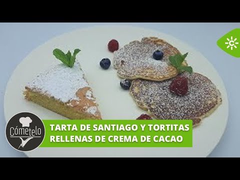 Cómetelo | Tarta de Santiago y tortitas rellenas de crema de cacao