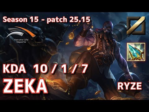 【KRサーバー/C1】HLE Zeka ライズ(Ryze) VS オリアナ(Orianna) MID - Patch25.15 KR Ranked【LoL】