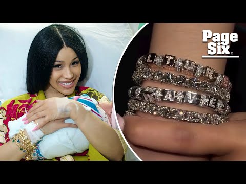 Cardi B seemingly reveals her three kids’ names on diamond bracelets