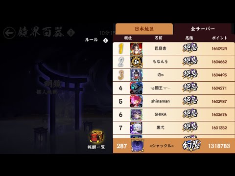 忍者マストダイ / 鏡界百器-61階&62階/ 1318783pt / 日本地区287位, 全地区729位