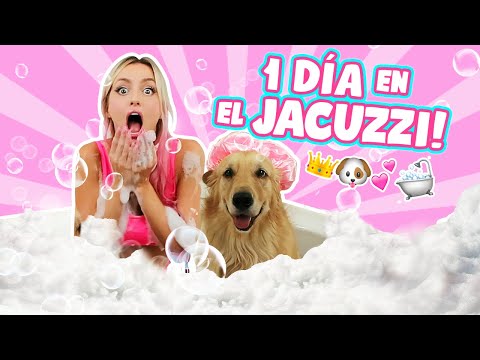 1 DIA EN EL JACUZZI CON MI PERRITA!!! ?? BAÑO, SECADO y CEPILLÉ SUS DIENTES!!?? | Katie Angel