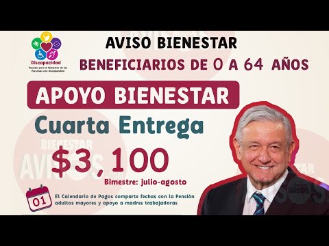 DE ULTIMA HORA  PAGO ADULTOS MAYORES de 0 a 64 AÑOS  $3,100 pesos para la Pensión Bienestar