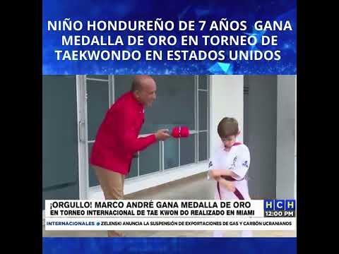 Menor hondureño de 7 años gana medalla de oro en la disciplina de taekwondo en competencia de EEUU