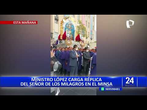 Jorge López: ministro de Salud participó en actividad oficial cargando el anda del “Cristo Morado”