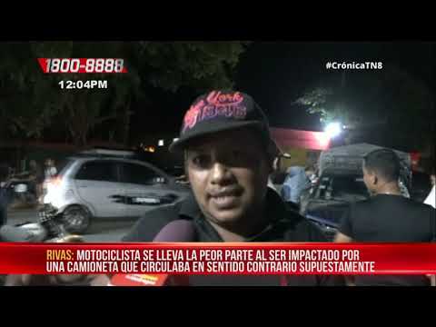 Motociclista resulta grave al ser impactado por una camioneta en Rivas - Nicaragua