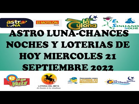 LOTERIAS DE HOY Miercoles 21 Septiembre 2022 ASTRO LUNA DE HOY LOTERIAS DE HOY RESULTADOS NOCHE
