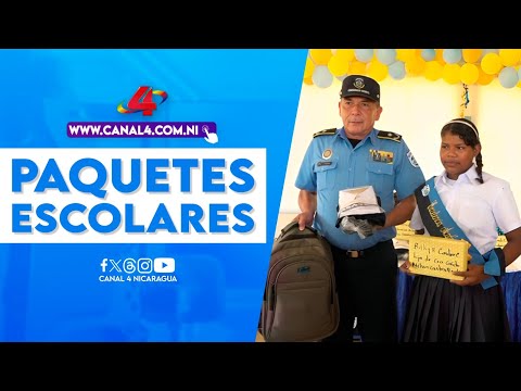 Entrega de paquetes escolares a hijos de oficiales de la Policía Nacional en Bilwi