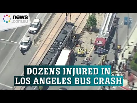 Dozens injured in Los Angeles bus and train collision
