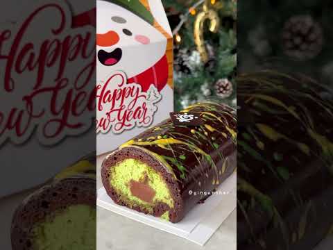 DubaiChocolateRollCake💚💛🎄