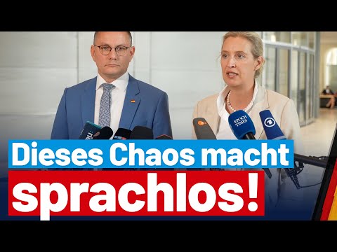 Alice Weidel und Tino Chrupalla zur abgesetzten Richterwahl - AfD-Fraktion im Bundestag
