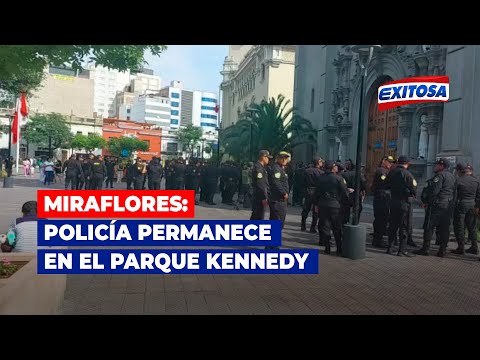 Miraflores: Policía permanece resguardando a la ciudadanía en el parque Kennedy