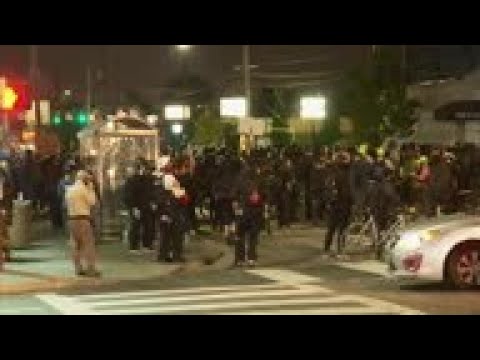 Crowds in Portland as protests reach 100th night