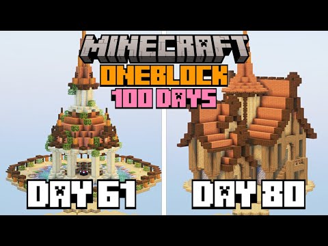【マイクラ】1ブロックで100Days｜エンチャントガゼボと本拠点を作る！ DAY61-80【マイクラ建築】