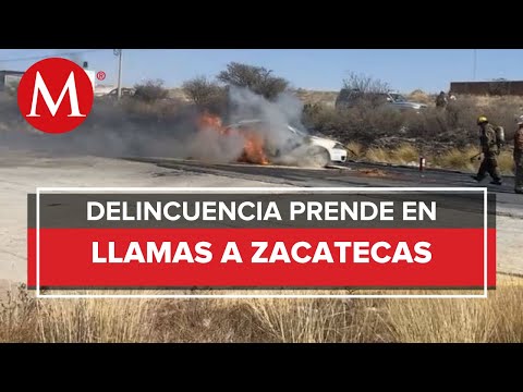 Reportan bloqueos e incendios de vehículos en carreteras de Zacatecas