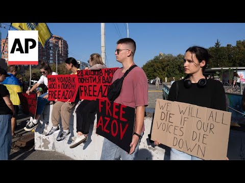 Rally in Ukraine in support of Azovstal defenders still imprisoned by Russia