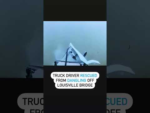 Truck swerves into semi, leaving truck driver dangling from Louisville bridge