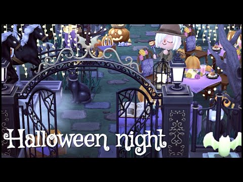 【ポケ森コンプリート】No.187「Halloween night」10月のクッキーアイテム等を使ったレイアウトです!ハロウィンの夜の遊園地をイメージしてみました。お楽しみに♪