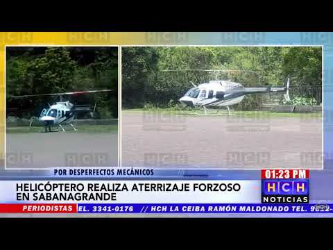 ¡Tras un pelotazo! Helicóptero queda varado en campo de fútbol en Sabanagrande