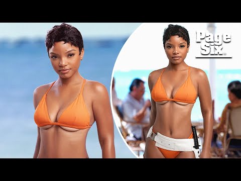 Halle Bailey dresses as Halle Berry’s ‘Die Another Day’ character in orange bikini for Halloween