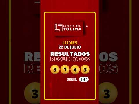 LOTERIA DEL TOLIMA del LUNES 22 DE JULIO de 2024 #Loteria #Shorts