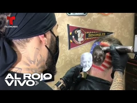 Barberos diseñan los rostros de Trump y Biden en Colombia | Al Rojo Vivo | Telemundo
