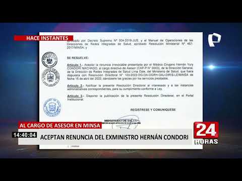 Hernán Condori renunció al cargo de asesor en el Minsa
