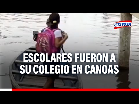 Loreto: escolares fueron a su colegio en canoas y baldes por crecida del río Itaya