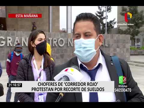 Conductores de 'Corredor Rojo' protestan por recorte de sueldo