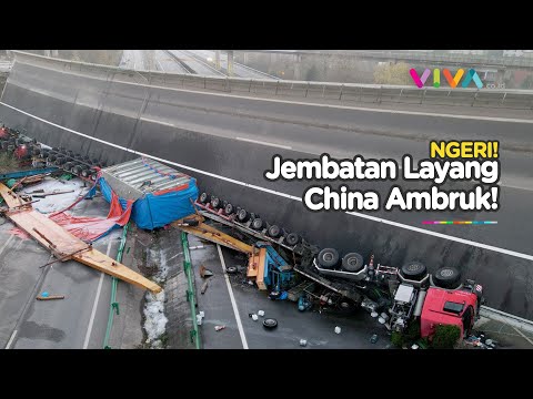 Made in China! Jembatan Layang Ambruk Bikin Truk Terbalik dan Beberapa Warga Tewas