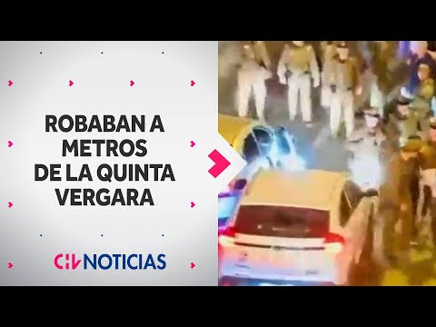 LA CAÓTICA CAPTURA de delincuentes que robaron auto de conductor de app cerca de la Quinta Vergara